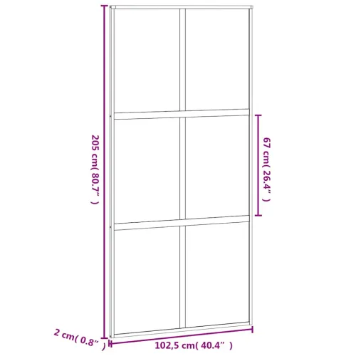 Klizna vrata crna 102,5x205 cm od kaljenog stakla i aluminija - Crna 102.5 x 205 cm Rešetke 3 x 2 Cijena