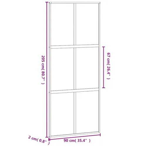 Klizna vrata bijela 90 x 205 cm od kaljenog stakla i aluminija - Bijela i prozirna 90 x 205 cm Rešetke 3 x 2 Cijena
