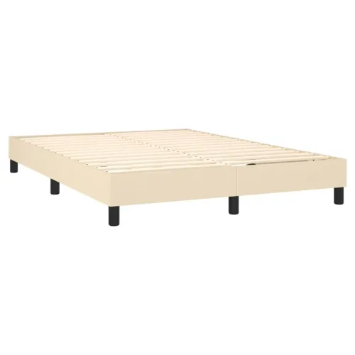 Krevet box spring s madracem LED krem 140x190 cm od tkanine - Krema 140 x 190 cm vodoravne pruge Cijena