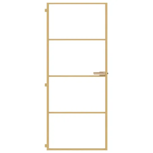 Sobna vrata tanka zlatna 83x201,5 cm kaljeno staklo i aluminij - Zlatna i prozirna 83 x 201.5 cm 3 vodoravne šipke Cijena