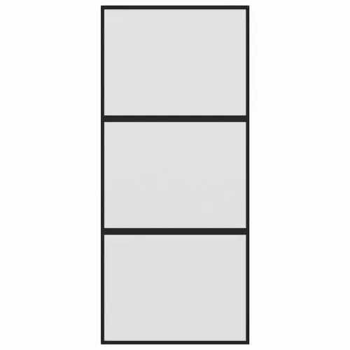 Klizna vrata crna 90 x 205 cm od kaljenog stakla i aluminija - Crna i mat 90 x 205 cm 2 vodoravne šipke Cijena