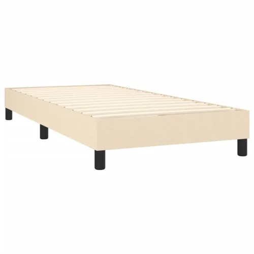 Krevet box spring s madracem LED krem 90x190 cm od tkanine - Krema 90 x 190 cm Blok s kvadratima Cijena