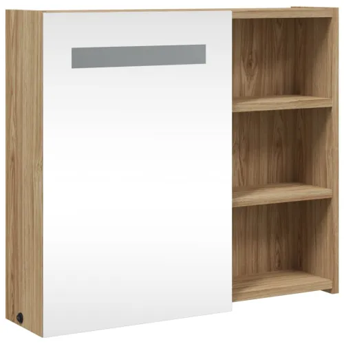 Kupaonski ormarić s ogledalom i LED svjetlom boja hrasta - Boja hrasta 60 x 13 x 52 cm 1 Cijena