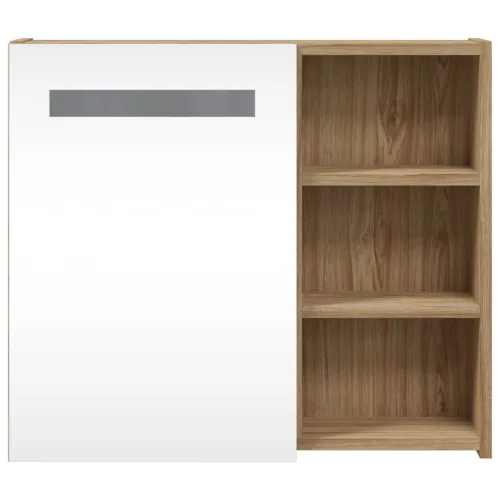 Kupaonski ormarić s ogledalom i LED svjetlom boja hrasta - Boja hrasta 60 x 13 x 52 cm 1 Cijena