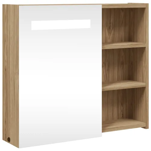 Kupaonski ormarić s ogledalom i LED svjetlom boja hrasta - Boja hrasta 60 x 13 x 52 cm 1 Cijena