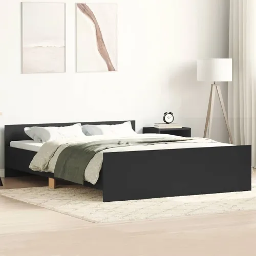 Okvir kreveta s uzglavljem i podnožjem crni 140 x 200 cm - Crna 140 x 200 cm Cijena
