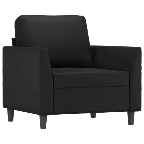 Fotelja s tabureom 60 cm od umjetne kože - Crna Cijena