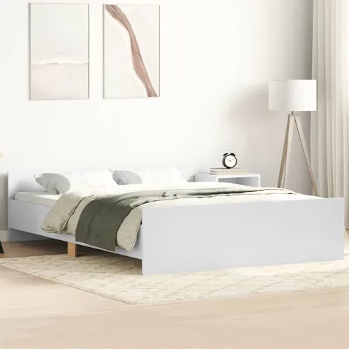 Okvir kreveta s uzglavljem i podnožjem bijeli 140 x 200 cm - Bijela 140 x 200 cm Cijena
