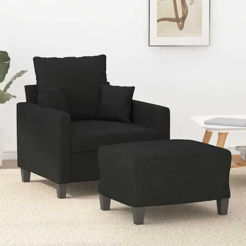 Fotelja s tabureom crna 60 cm od tkanine - Crna Cijena