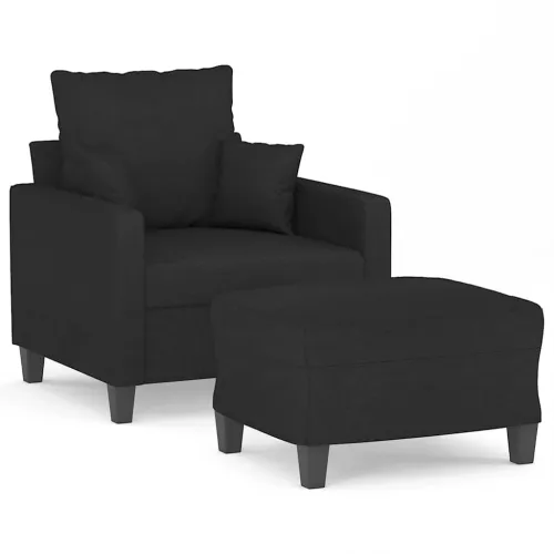 Fotelja s tabureom crna 60 cm od tkanine - Crna Cijena