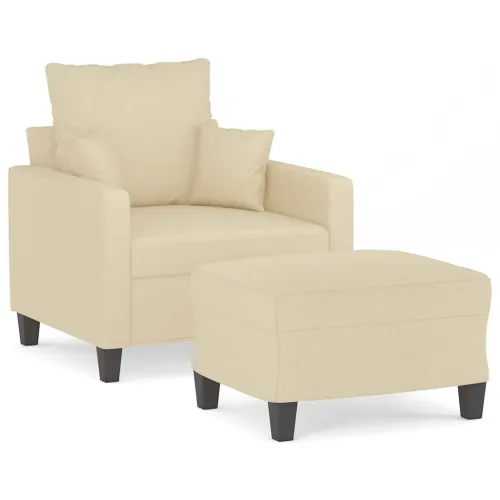 Fotelja s tabureom krem 60 cm od tkanine - Krema Cijena