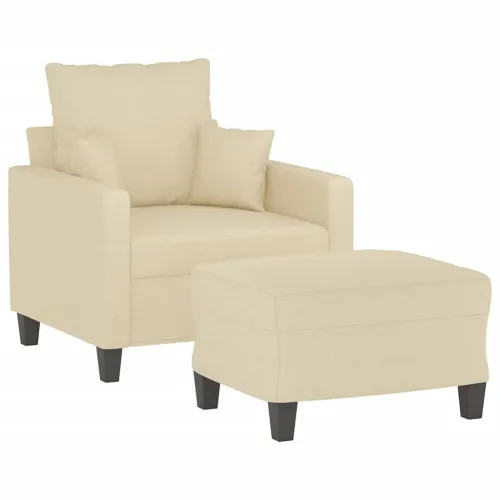 Fotelja s tabureom krem 60 cm od tkanine - Krema Cijena