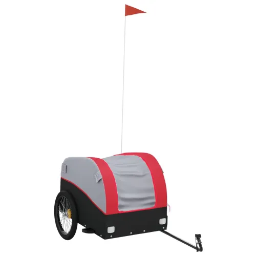 Prikolica za bicikl crno-crvena 45 kg željezna - Crvena 126 x 63 x 63 cm Cijena