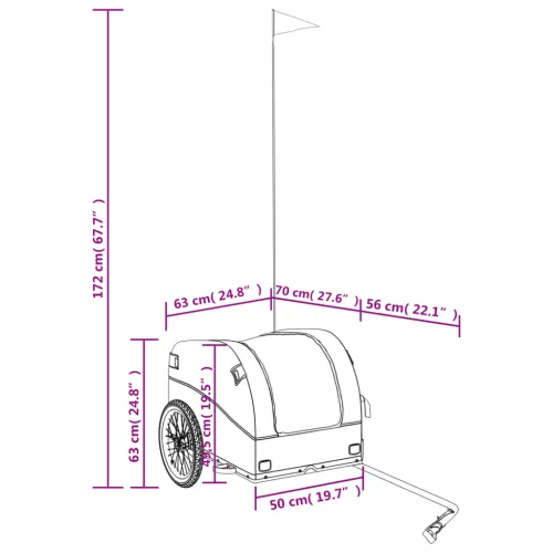 Prikolica za bicikl crno-crvena 45 kg željezna - Crvena 126 x 63 x 63 cm Cijena