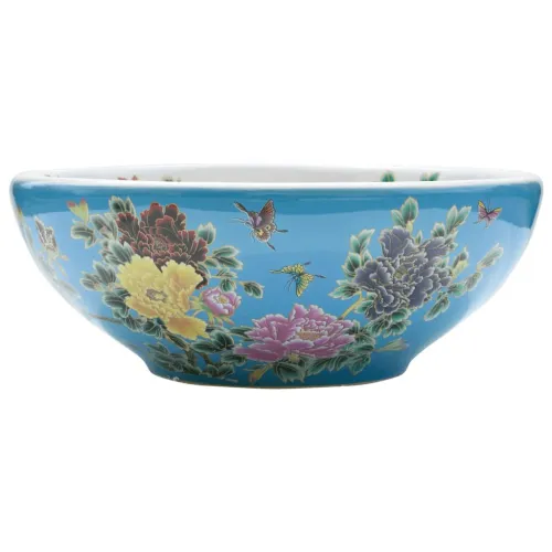 Nadgradni Lavabo - Umivaonik raznobojni okrugli Φ 41 x 14 cm keramički - Plava i žuta Plava i žuta Cijena