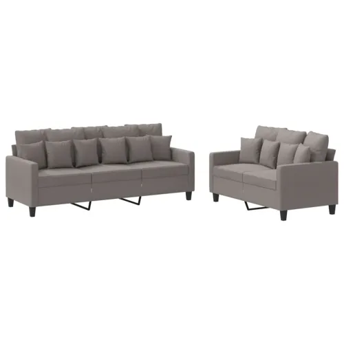 2-dijelni set sofa s jastucima smeđesivi od tkanine - Sivo-smeđa s jastučićima Sivo-smeđa s jastučićima Cijena