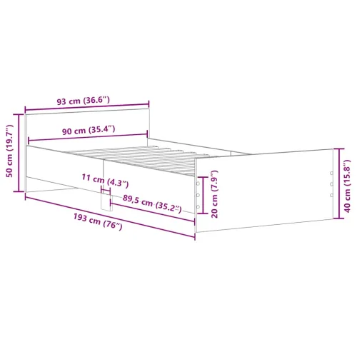 Okvir za krevet bijeli 90x190 cm konstruirano drvo - Bijela 90 x 190 cm Cijena