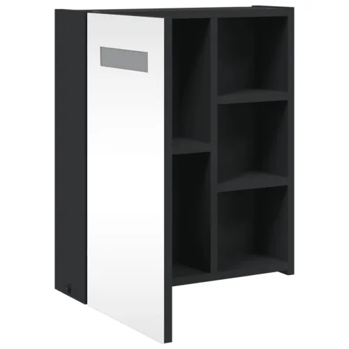 Kupaonski ormarić s ogledalom i LED svjetlom crni 45x13x52 cm - Crna 45 x 13 x 52 cm Cijena