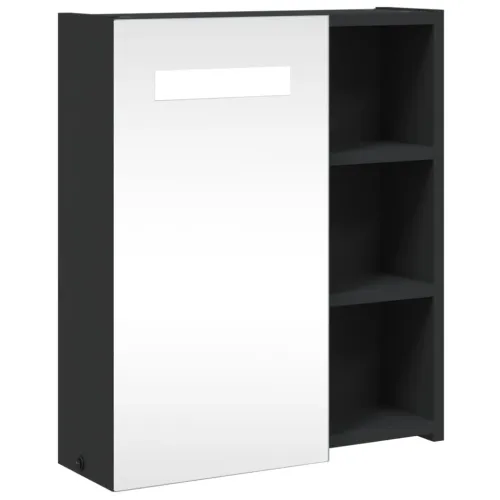 Kupaonski ormarić s ogledalom i LED svjetlom crni 45x13x52 cm - Crna 45 x 13 x 52 cm Cijena