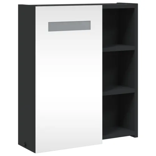 Kupaonski ormarić s ogledalom i LED svjetlom crni 45x13x52 cm - Crna 45 x 13 x 52 cm Cijena
