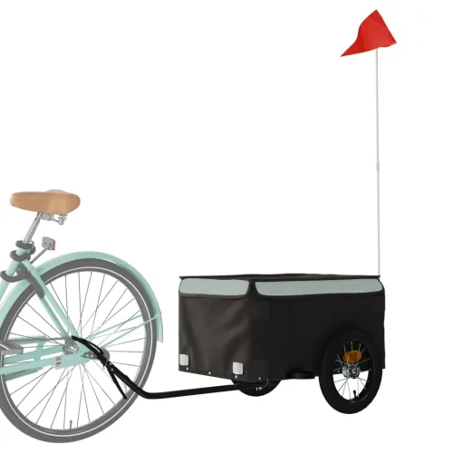 Prikolica za bicikl crno-siva 30 kg željezna - Siva 120 x 54 x 44 cm Cijena