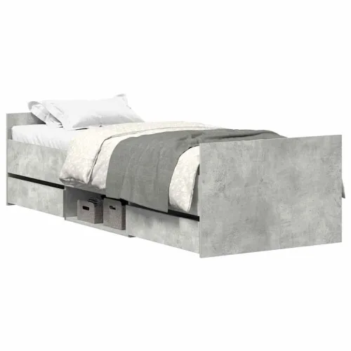 Okvir kreveta s uzglavljem i podnožjem boja betona 100 x 200 cm - Beton siva 100 x 200 cm Cijena