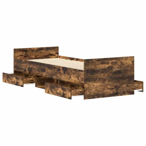 Okvir kreveta s uzglavljem i podnožjem boja hrasta 100 x 200 cm - Dimljeni hrast 100 x 200 cm Cijena