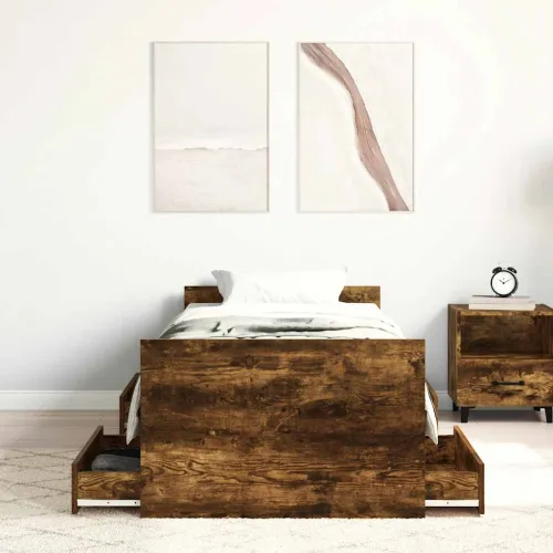 Okvir kreveta s uzglavljem i podnožjem boja hrasta 75 x 190 cm - Dimljeni hrast 75 x 190 cm Cijena