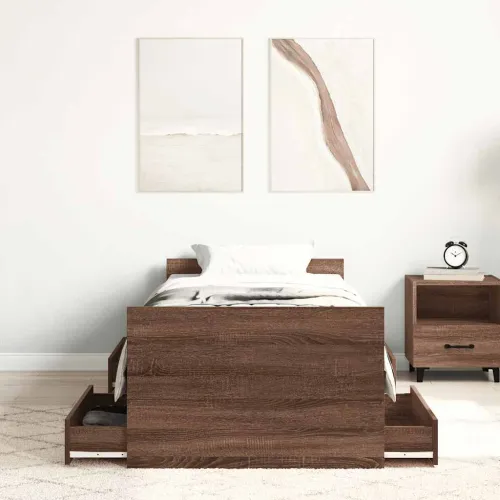 Okvir kreveta s uzglavljem i podnožjem boja hrasta 75 x 190 cm - Smeđi hrast 75 x 190 cm Cijena