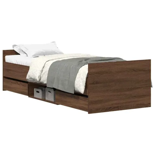 Okvir kreveta s uzglavljem i podnožjem boja hrasta 75 x 190 cm - Smeđi hrast 75 x 190 cm Cijena