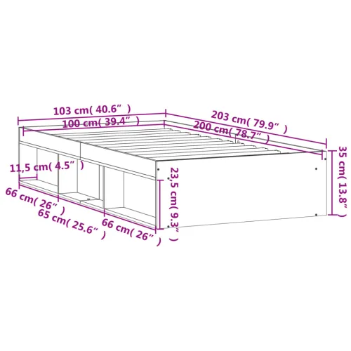 Okvir za krevet boja dimljenog hrasta 100x200 cm - Dimljeni hrast 100 x 200 cm Cijena
