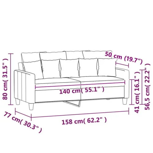Dvosjed od tkanine crni 140 cm - Crna 1 140 cm Cijena