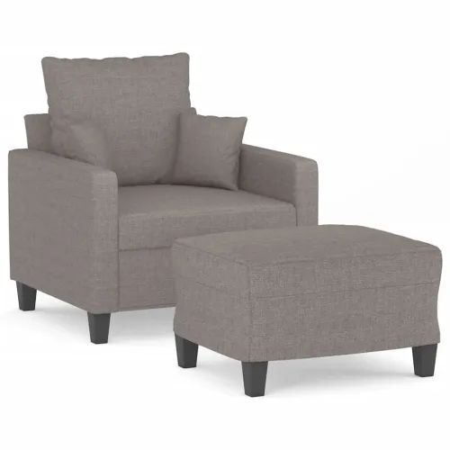 Fotelja s tabureom smeđesiva 60 cm od tkanine - Sivo-smeđa Cijena