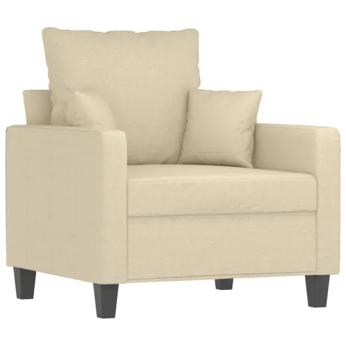 4-dijelni set sofa s jastucima krem od tkanine - Krema s jastucima i tabureom Cijena
