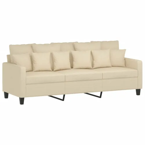 4-dijelni set sofa s jastucima krem od tkanine - Krema s jastucima i tabureom Cijena