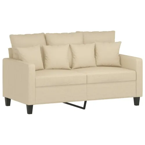 4-dijelni set sofa s jastucima krem od tkanine - Krema s jastucima i tabureom Cijena