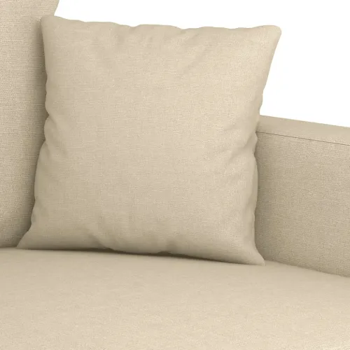 4-dijelni set sofa s jastucima krem od tkanine - Krema s jastucima i tabureom Cijena