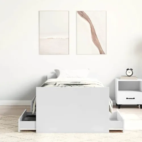 Okvir kreveta s uzglavljem i podnožjem bijeli 100 x 200 cm - Bijela 100 x 200 cm Cijena