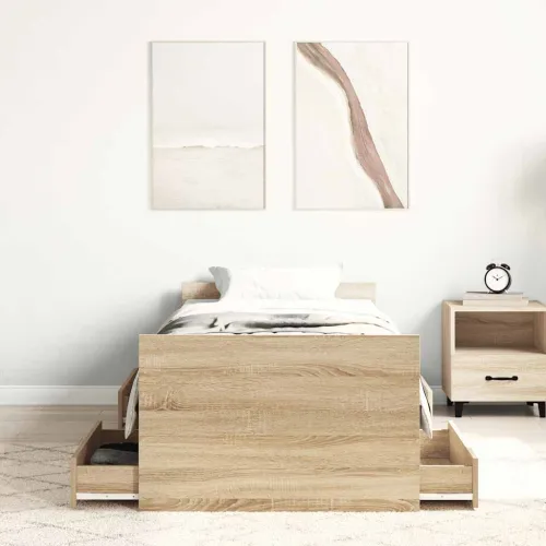 Okvir kreveta s uzglavljem i podnožjem boja hrasta 75 x 190 cm - Sonoma hrast 75 x 190 cm Cijena