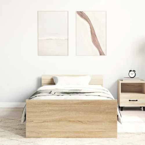 Okvir kreveta bez madraca boja hrasta sonome 100x200 cm drveni - Sonoma hrast 100 x 200 cm Cijena