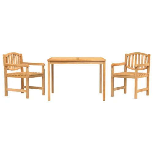 Vrtna garnitura - 3-dijelni vrtni blagovaonski set od masivne tikovine - Dužina stola 110 cm 2 Cijena