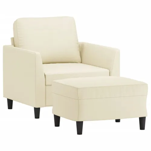 Fotelja s tabureom krem 60 cm od umjetne kože - Krema Cijena