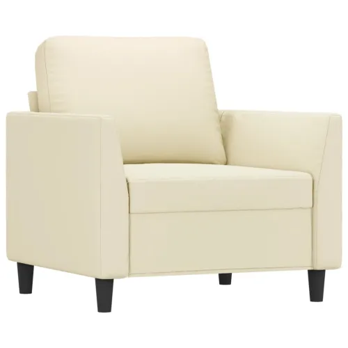Fotelja s tabureom krem 60 cm od umjetne kože - Krema Cijena