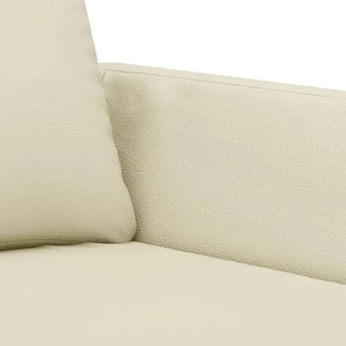 4-dijelni set sofa s jastucima krem od umjetne kože - Krema s jastučićima i tabureom Cijena