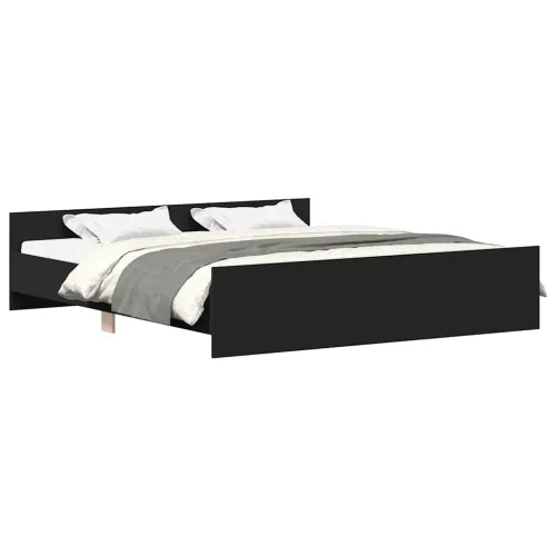 Okvir kreveta s uzglavljem i podnožjem crni 200 x 200 cm - Crna 200 x 200 cm Cijena