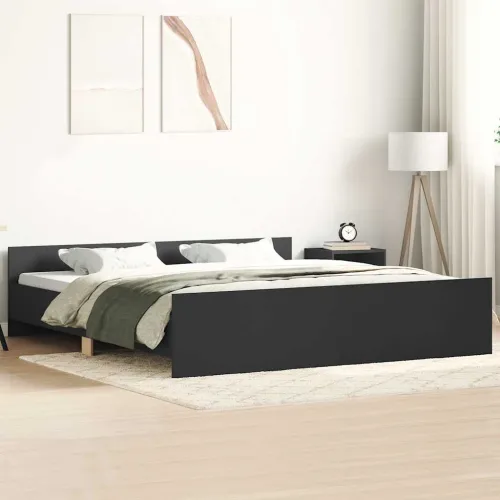 Okvir kreveta s uzglavljem i podnožjem crni 200 x 200 cm - Crna 200 x 200 cm Cijena