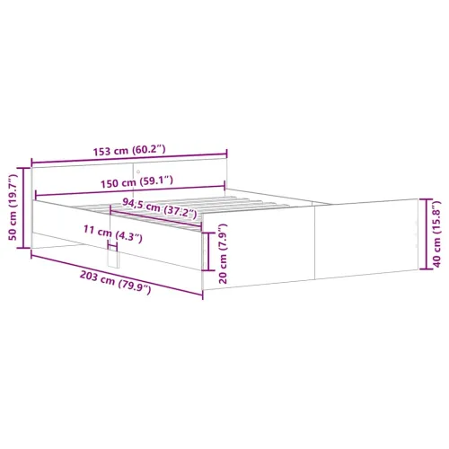 Okvir kreveta s uzglavljem i podnožjem crni 150 x 200 cm - Crna 150 x 200 cm Cijena