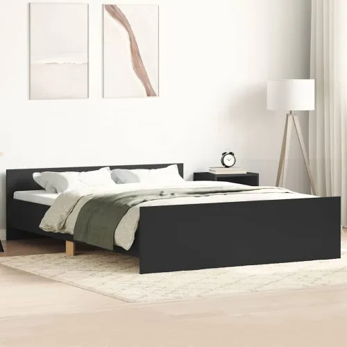 Okvir kreveta s uzglavljem i podnožjem crni 150 x 200 cm - Crna 150 x 200 cm Cijena
