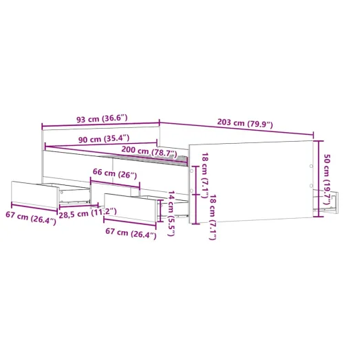 Okvir kreveta s uzglavljem i podnožjem boja hrasta 90 x 200 cm - Sonoma hrast 90 x 200 cm Cijena