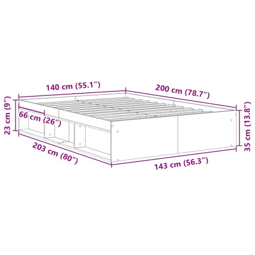 Okvir kreveta smeđa boja hrasta 140x200 cm - Smeđi hrast 140 x 200 cm Cijena